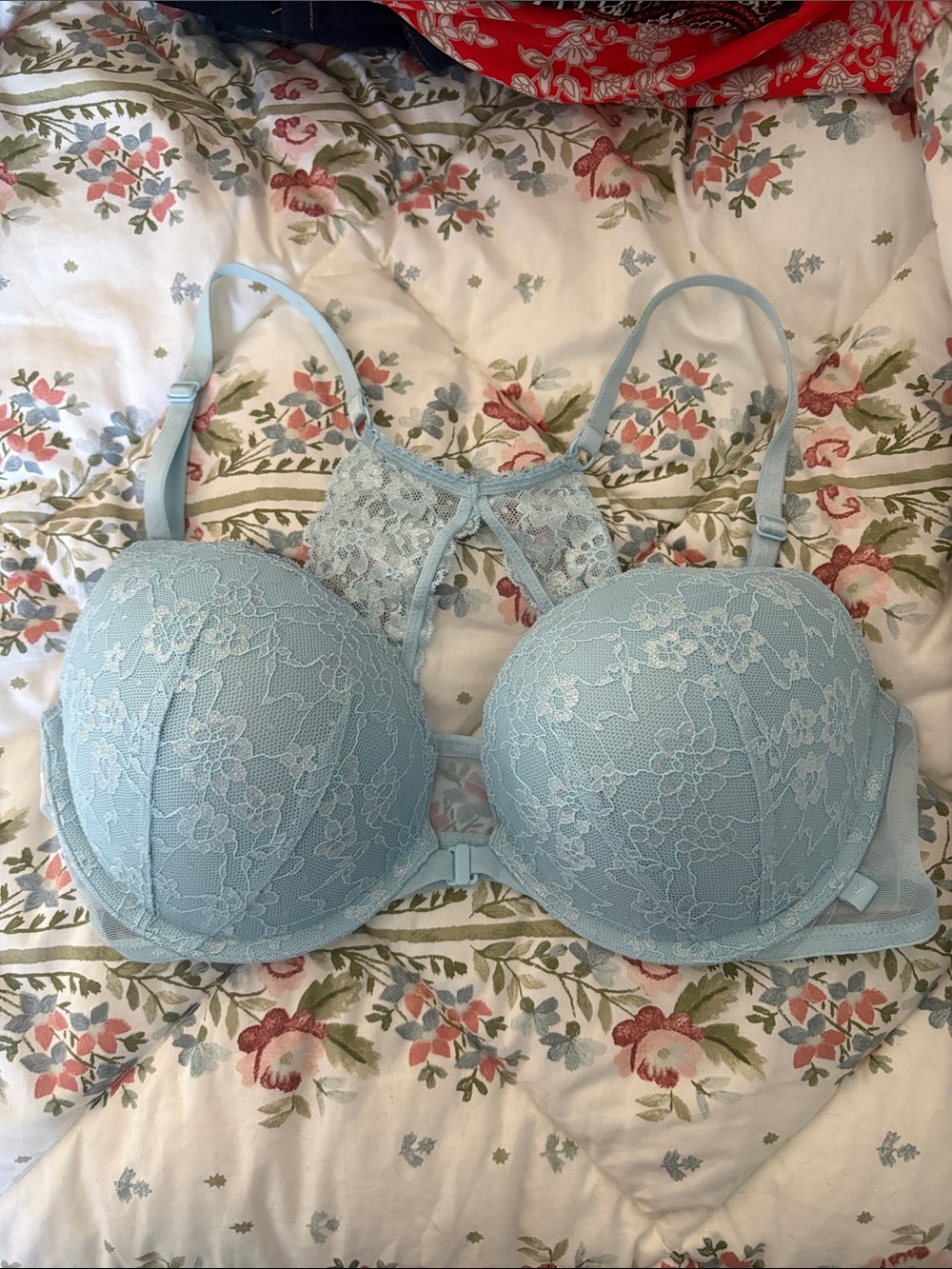 PINK Victoria's Secret Light Blue Lace Push-Up Bra